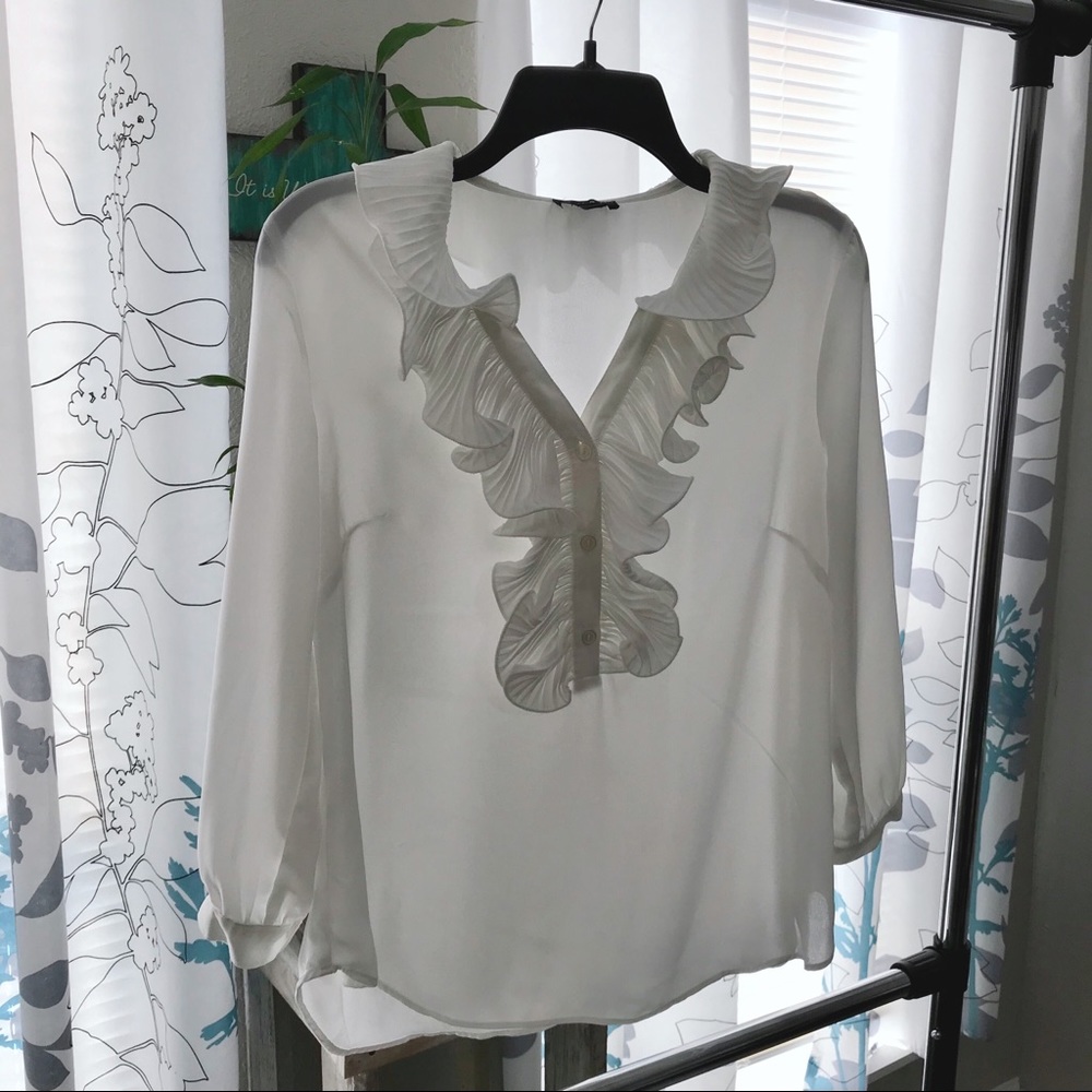 Sami & Jo Sheer Ruffle Collar Blouse